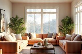 Digitally staged living room from a real estate project